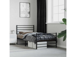 Estrutura de Cama com Cabeceira e Pés Metal Preto MAISON EXCLUSIVE 107x203 cm