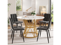 Conjunto 5 Peças Mesa Jantar Redonda 100cm Diâmetro Com 4 Cadeiras, Mobiliário Sala Jantar Espaçoso
