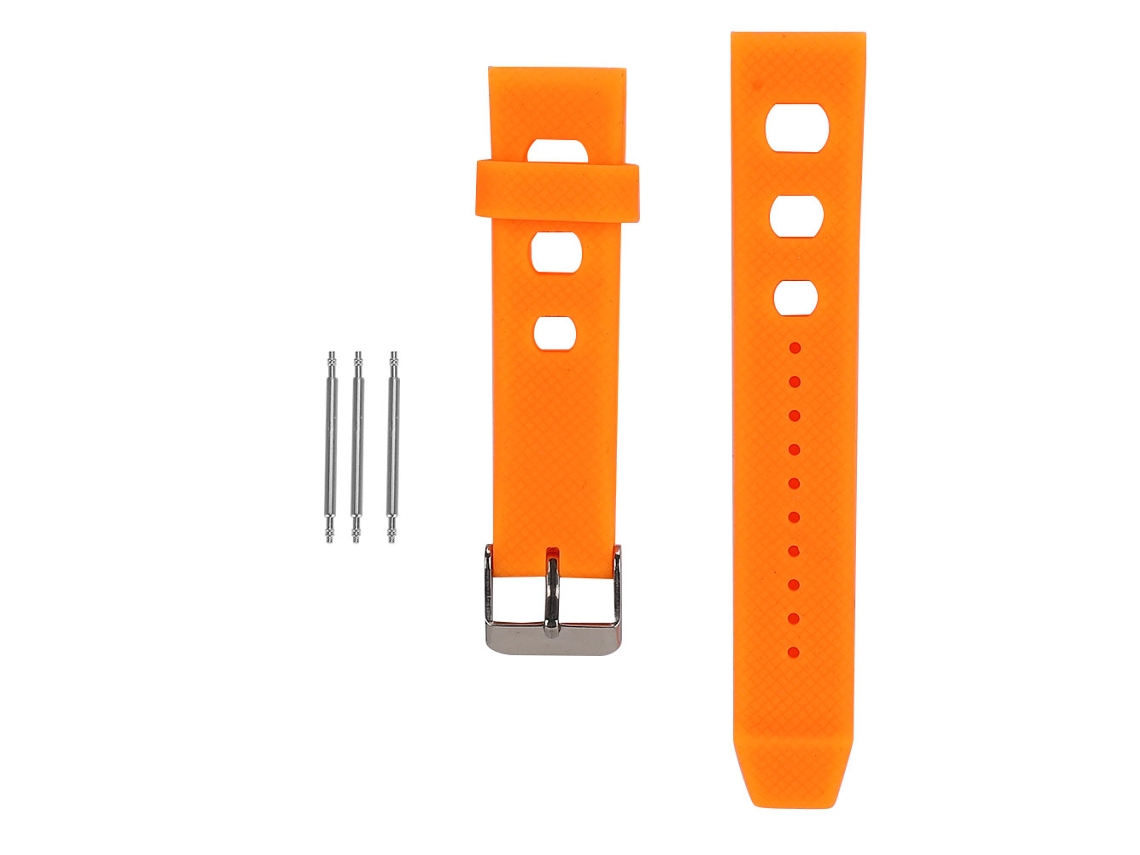 Cinto de Relógio Silicone com Fivela de Pino 20mm Impermeável Laranja