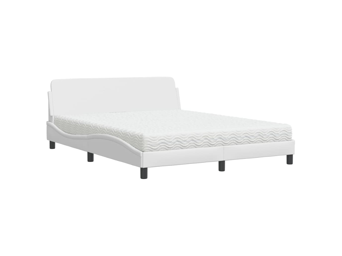 Bed, Beds Vidaxl Branco Couro Artificial (160 X 200 Cm)