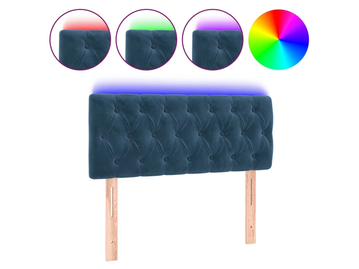 Led Headboard, Led Headboards Vidaxl Azul Veludo (100 X 7 X 78/88 Cm)