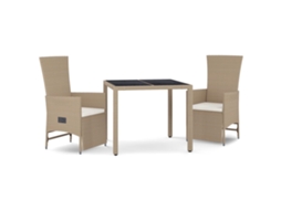 Maison Exclusive - 3 Pcs Conjunto De Jantar P/ Jardim Com Almofadões Vime Pe Bege