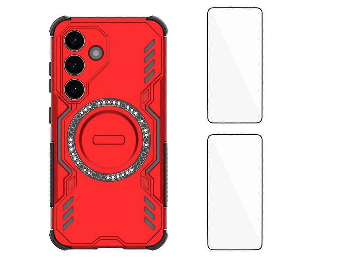 Capa Magnética Tkdaddy Para Samsung Galaxy S25 Wanlonfeng Dj Series Pc Tpu Com 2 Películas De Vidro Temperado Vermelho