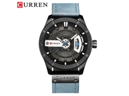 Relógio Masculino Com Pulseira De Couro (preto E Azul), À Prova D'água, Personalizado, De Quartzo, Com Calendário.