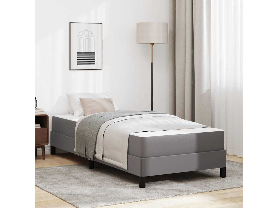 Vidaxl Estrutura Da Cama Com Colchão Cinzeto 90 X 200 Cm Tecido
