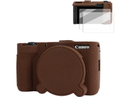 Capa Protetora Silicone HEXINYIGJLY para Canon Powershot V1acesso Tripétampa Objetiva, Películas Ecrã Marrom