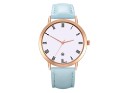 Relógio de Pulso Feminino de Quartzo de Couro Pu Casual para Estudantes (azul Claro)