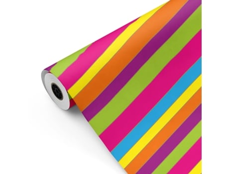 Bobina De Papel De Presente, Rolo Grande 62cm X 100m • Listras Íris • Ideal Para Lojas Negócios Comércio Embalar Presentes Aniversários Fiesta Paper