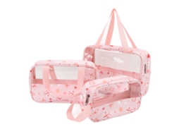 Sizes Clear Waterproof Toiletry Bags With Zipper For Beach Swimming Pink