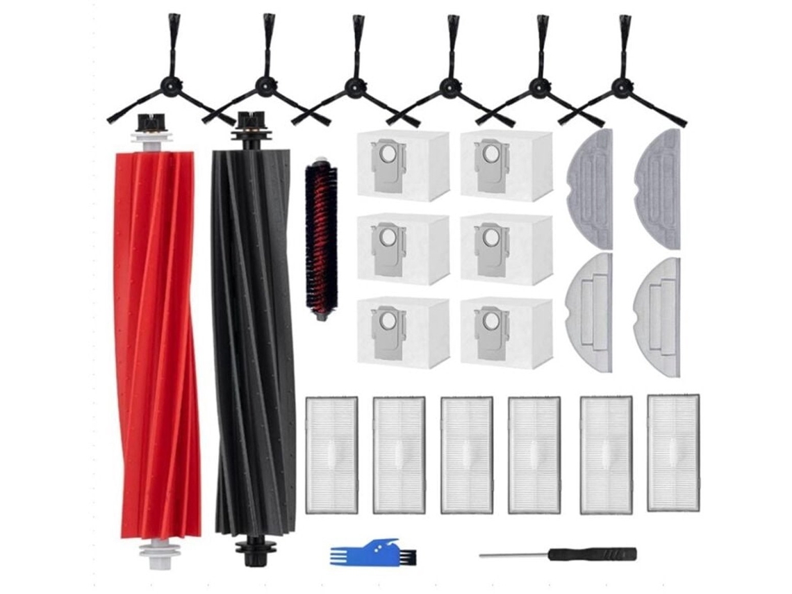 Kit de Peças Reposição para Roborock S8 Pro Ultra, 6 Sacos de Pó, 6 Filtros, 6 Escovas Laterais, 4 Esfregões BRILVIBERA