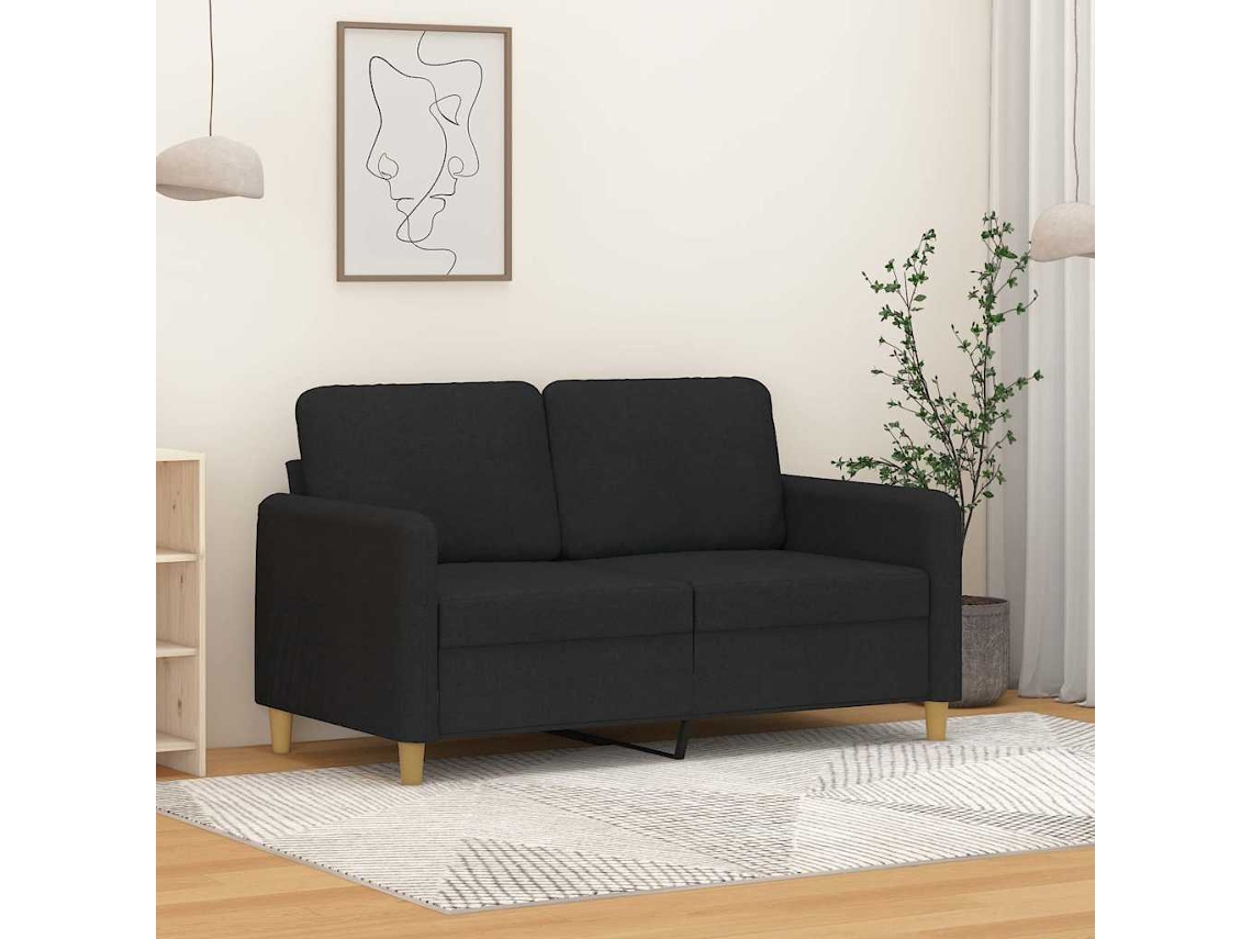 Vidaxl Sofá De 2 Lugares Tecido 120 Cm Preto