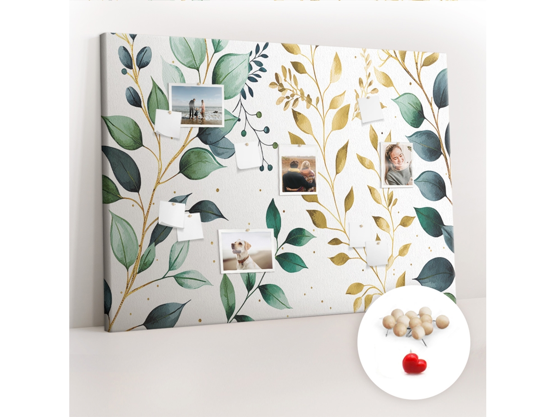 Painel De Cortiça Para Parede Padrão De Folhas E Plantas Para O Escritório Espelharte (140x100 Cm)