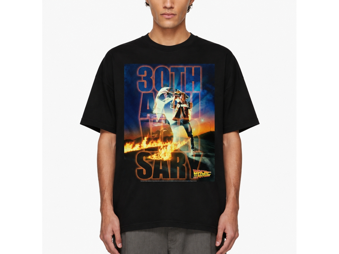 Rockinstone Back To The Future Movie Btf 30th Anniversary Black Adult T-shirt Size:s