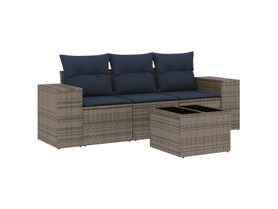 Conjunto de Sofá Jardim 4 Peças Almofadas Rattan Sintético MAISON EXCLUSIVE
