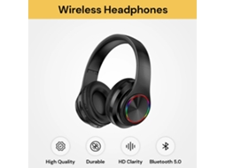 Fones De Ouvido Sem Fio Bluetooth Com Cancelamento De Ruído Estéreo Sobre A Orelha - Preto