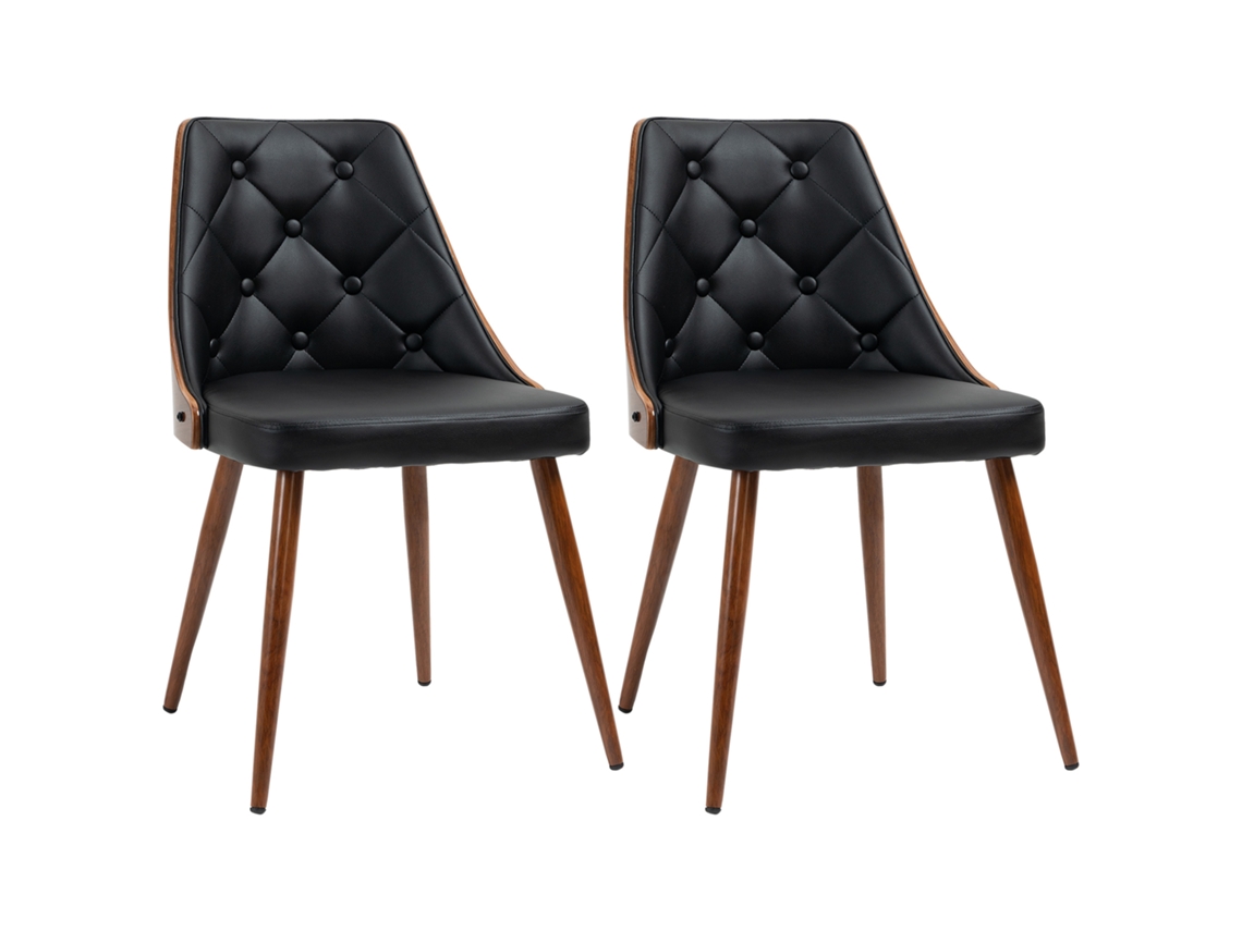 2 Cadeiras Jantar Pu Madeira Preto Nogueira