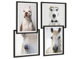 Composição De Quadros Retratos De Animais Modernos Espelharte (4 Peças)