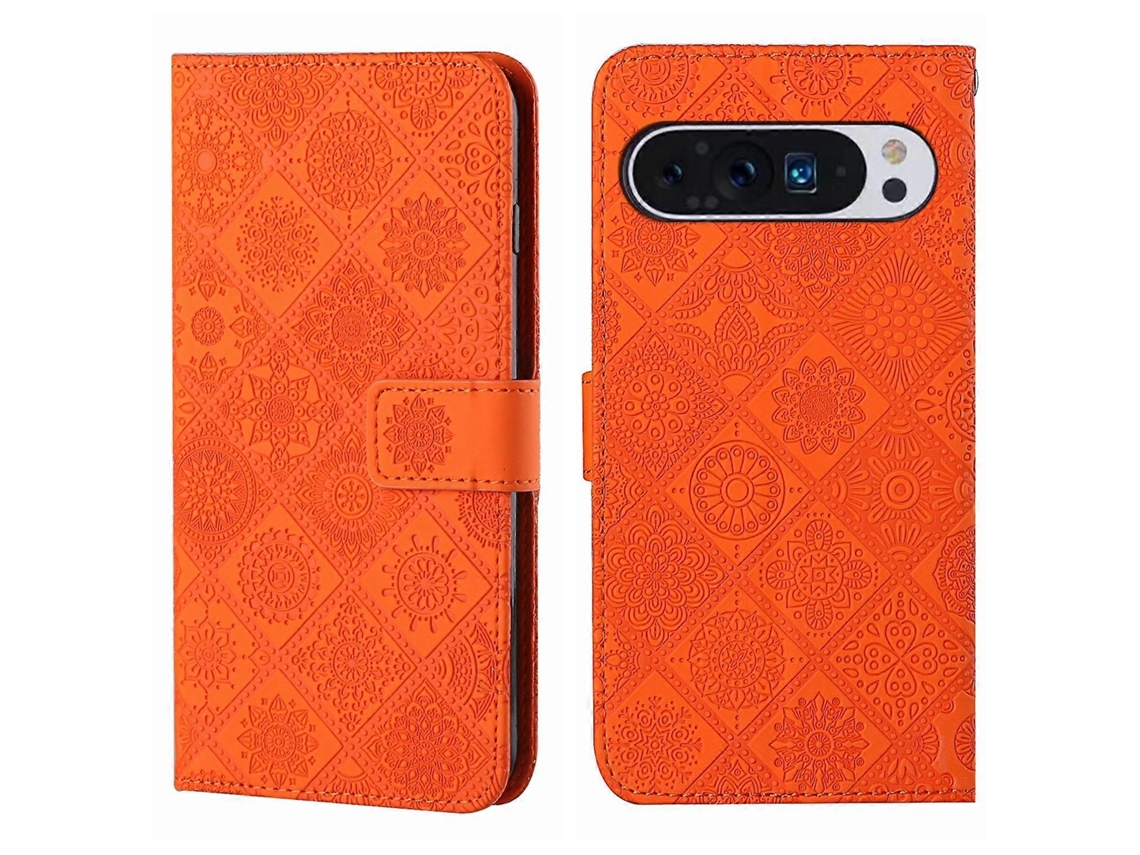 Capa De Couro Para Celular Com Padrão Étnico Em Relevo