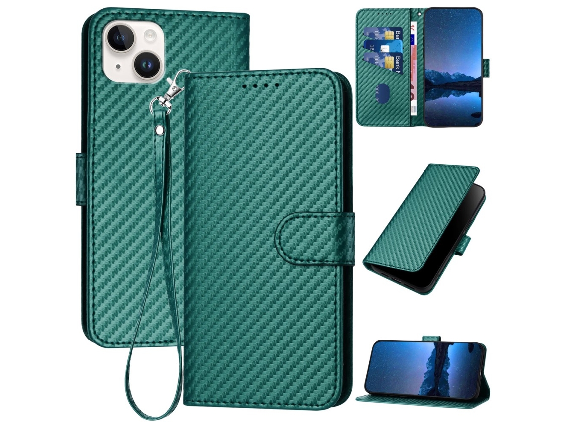 Capa Textura Fibra Para Iphone 15 Plus Verde