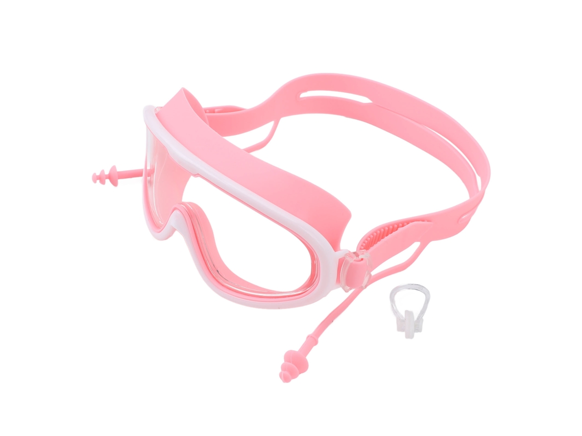 Óculos De Natação Para Crianças Com Moldura Grande, À Prova De Água, Anti-embaçamento E Lente Hd, Com Clips De Nariz Branco E Rosa