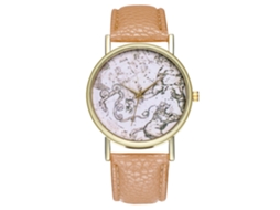 Relógio de quartzo estilo vintage para negócios com pulseira de couro PU bege, ideal para estudantes.
