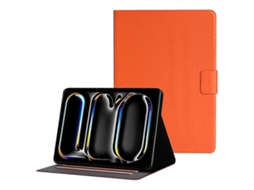 Capa Hengrongshen para iPad Pro 11, capa protetora de couro sintético à prova de choque com porta-cartões, laranja (2024)