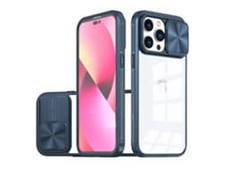 Capa Para Iphone 17 Pro Azul/lente Magnética E Janela Deslizante