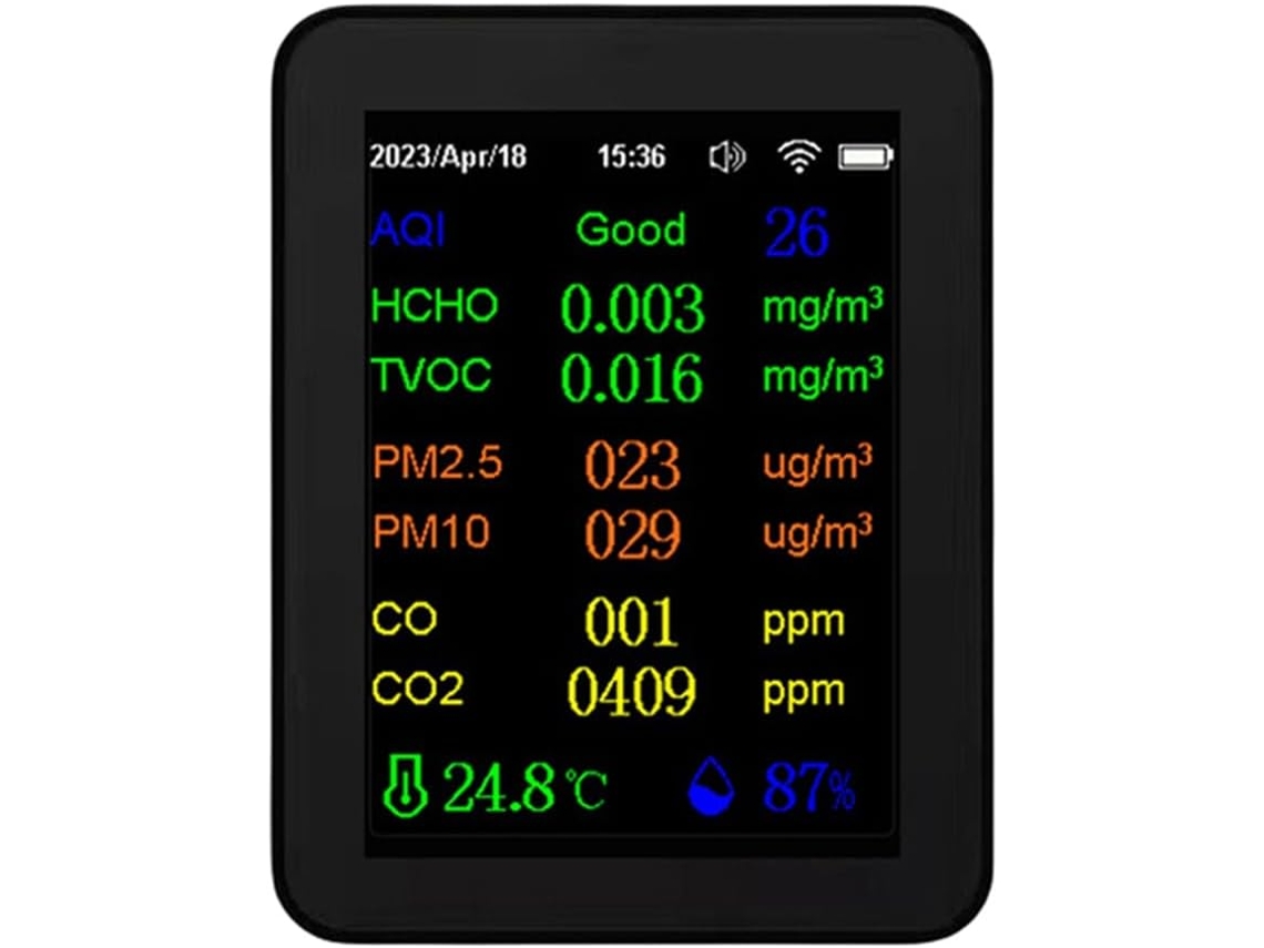 Monitor De Qualidade Do Ar Pm2 Com Temporizador 12 Em 1 E Visor