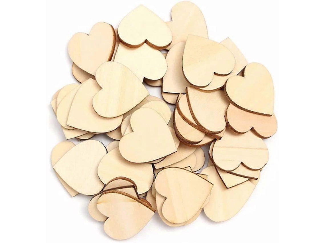 Rebe 100 Corazones de Madeira Rústica para Artesanato e Decoração de Casamento (5 Cm)