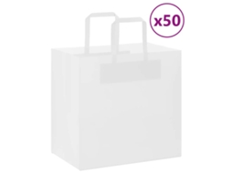 Vidaxl Sacos De Papel 50 Unid Com Alças Branco 26x17x25 Cm