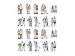 20 folhas adesivos de casal fofo | S/MARCA