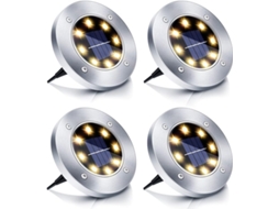 Luz solar rua 4 LEDs para jardim, à prova d'água, branco quente ZYBLSSBB