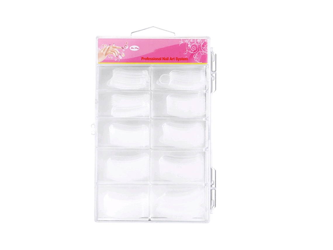 100pcs Moldes De Unhas Transparentes Em Resina Para Uso Profissional E Doméstico Com 10 Tamanhos Diferentes