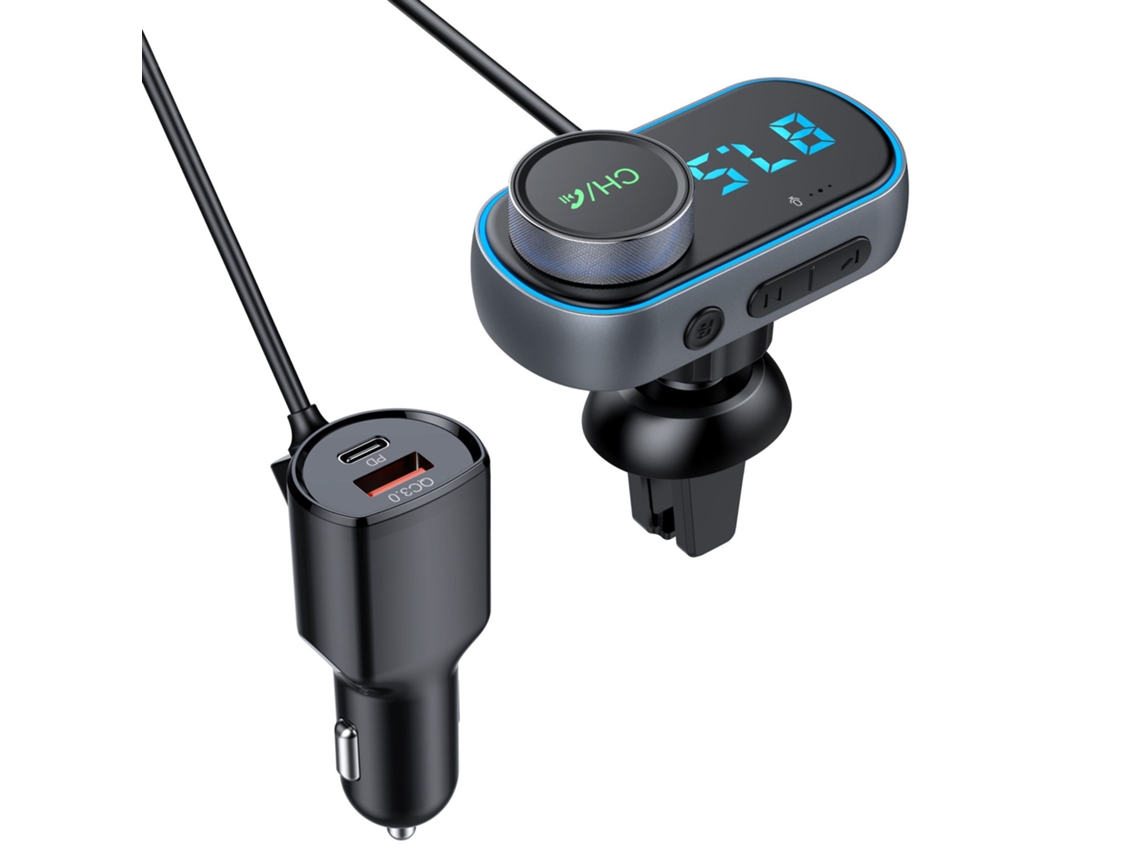 Bluetooth 5.0 Car Kit Handsfree Car Mp3 Player Transmissor Fm Qc3.0 Quick Charge Pd18w Fast Charging Car Charger (black)*