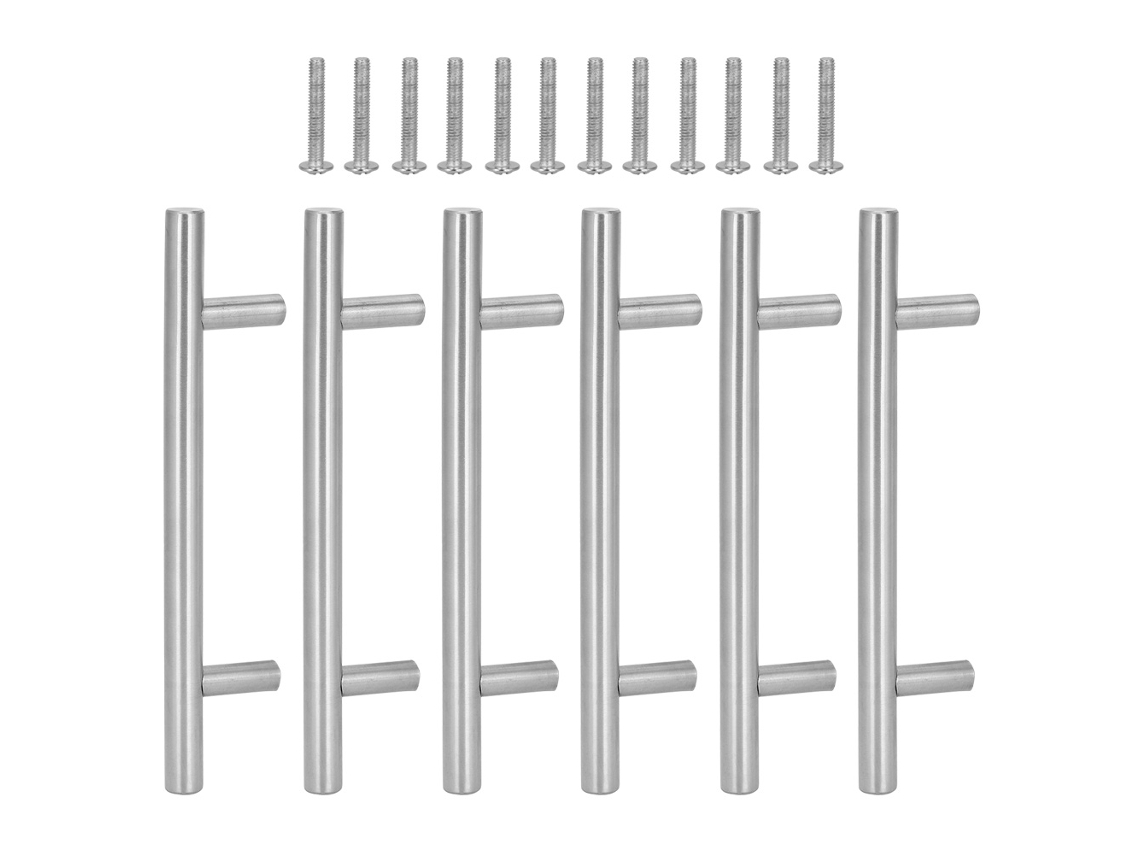 6pcs Alças em Aço Inoxidável T bar para Gavetas Armários Gabinetes Moveis Duráveis S/MARCA