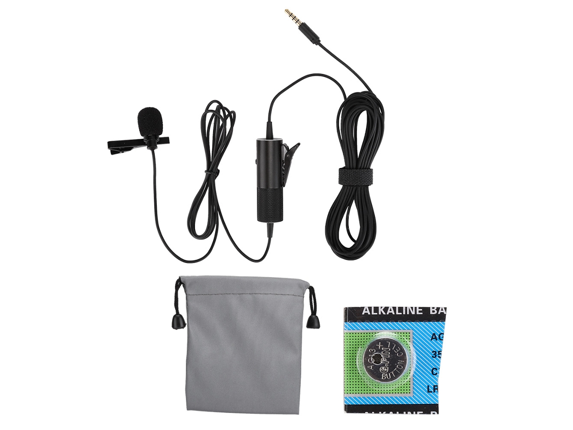 Micrófono De Condensador Com Clip Para Colar Cabo Universal Para Telefone Câmera Portátil