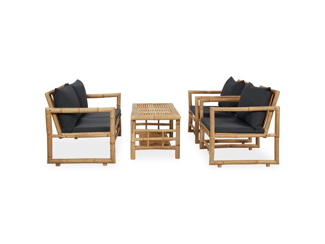 Maison Exclusive - 4 Pcs Conjunto Lounge P/ Jardim Com Almofadões Bambu