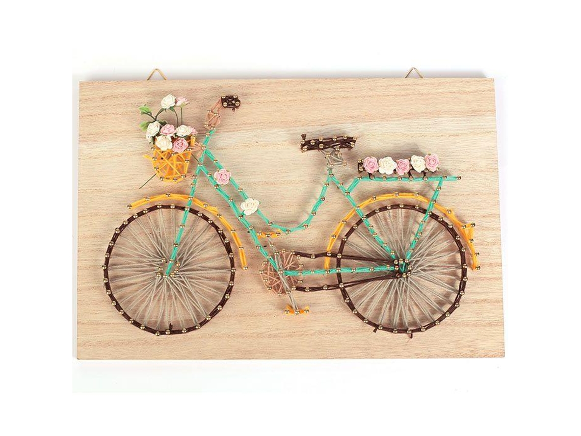 Caixa de Moldura de Madeira String Art 30 X 20 Cm Bicicleta Graine Créative