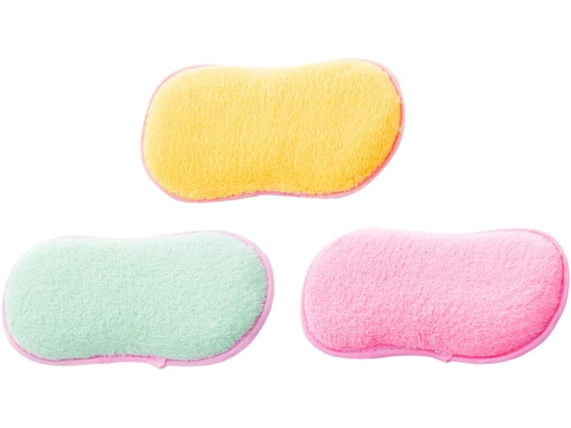 Conjunto De 3 Panos Cozinha Esponja Para Lavar Louças Práticos Limpeza Pratos Amarela, Verde E Rosa Vayotoy