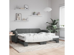 Sofá cama con cajón 80x200 cm Tejido gris oscuro