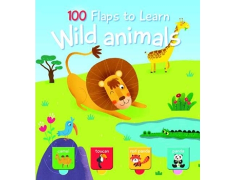 Livro 100 Flaps to Learn Wild Animals de Yoyo (Inglês - Capa Dura)