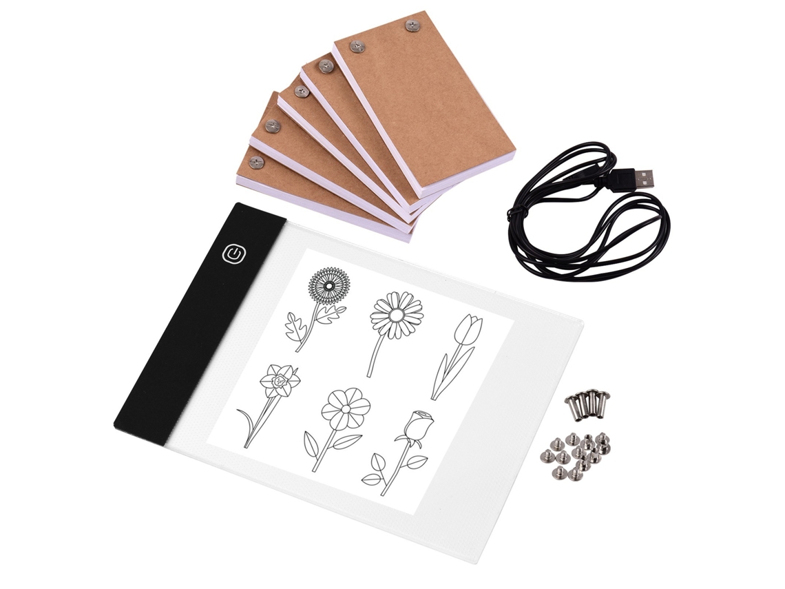 Kit Portátil de Flip Book com Almofada de Luz Tablet Caixa de Luz Led Controle de Brilho de 3 Níveis 300 Folhas de Papel Flipbook com Parafu #2