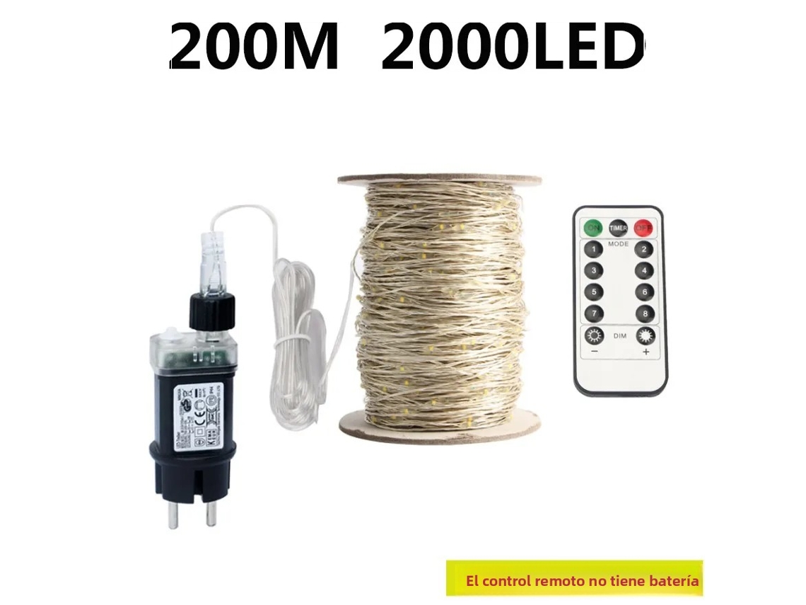 (luz Quente, 200m, 2000 Leds) Cordão De Luzes Led, Ideal Para Decoração De Natal, Etc.