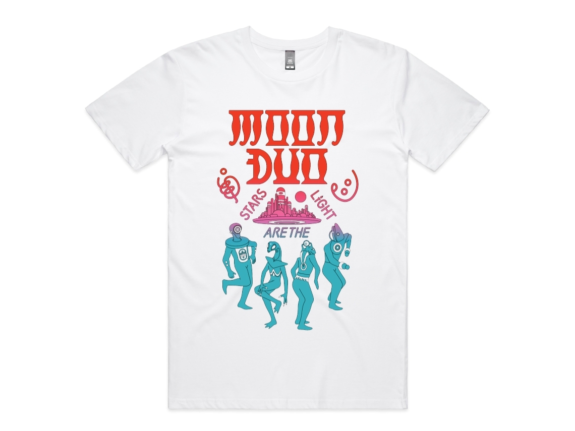 Moon Duo Stars Are The Light White T shirt ROCKINSTONE Unisex Adults Best Sellers Size:xl