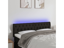 Cabecero con luces LED, tela, 160x7x78/88 cm, negro