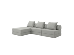Sofá Modular 3+1+puff Convertível Liso Cinza Escuro SKOFFA