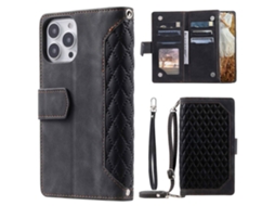 Capa Quedas Para Iphone 14 Pro Max Pele Sintética Anti-riscos Preto