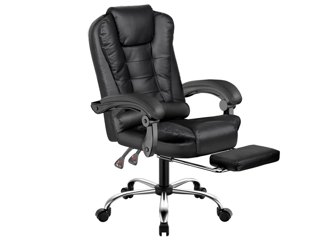 Cadeira de mesa executiva preta Racingreat, espuma de alta densidade e couro PVC com suporte de peso