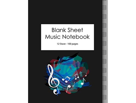 Livro Blank Sheet Music Notebook 100 Large Pages 12 Stave Music Manuscript Paper for Musicians de Guitar Nation (Inglês)