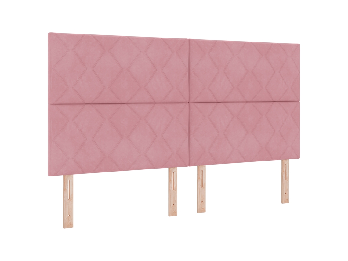 Cabeceira Com Design De Blocos De Diamante Em Rosa  De Veludo Vidaxl Rosa Veludo